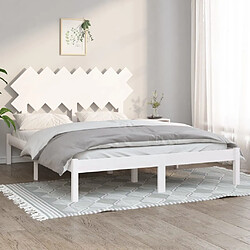 Maison Chic Lit Moderne Chambre - Cadre/structure de lit pour adulte Blanc 140x200 cm Bois massif -MN76165