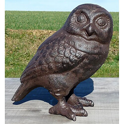 L'Héritier Du Temps Hibou Chouette Statue Statuette Sculpture Oiseau en Fonte Patinée Marron 9x15x16cm