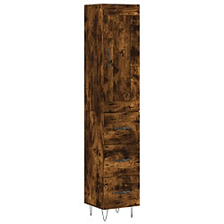 vidaXL Buffet haut Chêne fumé 34,5x34x180 cm Bois d'ingénierie