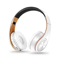 Universal Casque Bluetooth pliant Bluetooth sans fil (or blanc)