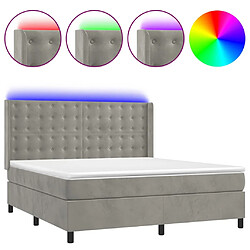 vidaXL Sommier à lattes de lit matelas et LED Gris clair 180x200 cm