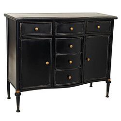 Pegane Commode, meuble de rangement en métal avec 3 tiroirs et 3 portes coloris noir - Longueur 101 x Profondeur 42,50 x Hauteur 85 cm