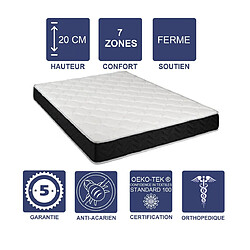 Literie Julien Matelas Latex 80 Kg/m3 + Aertech+ 35 Kg/m3 + Alèse 160x190 x 20 cm Ferme 7 Zones de Confort - Très Respirant 