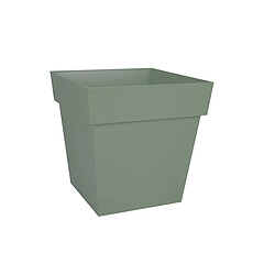 Pot de fleur carré en plastique Toscane 39 x H.39 cm vert laurier - Eda