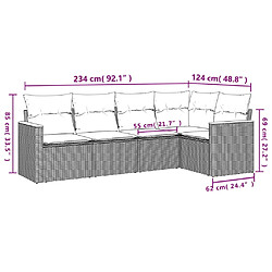 Acheter vidaXL Salon de jardin 5 pcs avec coussins noir résine tressée