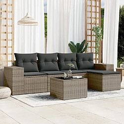 Maison Chic Salon de jardin 6 pcs avec coussins | Ensemble de Table et chaises | Mobilier d'Extérieur gris résine tressée -GKD70473