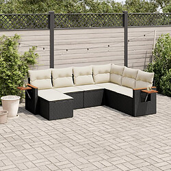 Maison Chic Ensemble Tables et chaises d'extérieur 7pcs avec coussins,Salon de jardin noir résine tressée -GKD463146