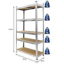 Ecd Germany Étagère de rangement charge lourde rayonnage stockage 5 étages en MDF 350 kg pas cher