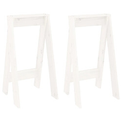 vidaXL Tabourets lot de 2 blanc 40x40x75 cm bois massif de pin