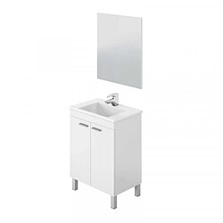 Dansmamaison Meuble sous vasque 60 cm + vasque + miroir + colonne Blanc - TICLY