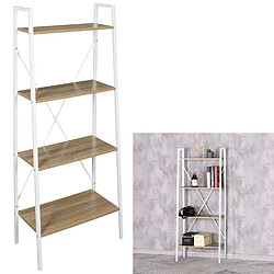 Acheter The Home Deco Factory Etagère large à 4 planches en bois et métal - L. 60 x H. 148 cm. - Blanc