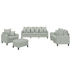 Maison Chic Ensemble de canapés 4 pcs avec coussins, Canapé droit Sofa pour Salon Gris clair Velours -GKD120933