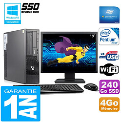 PC Fujitsu Esprimo E500 E85+ SFF G640 4Go Disque 240Go SSD Wifi W7 Ecran 19" - Occasion