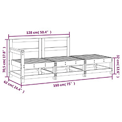 vidaXL Salon de jardin 3 pcs blanc bois massif de pin pas cher