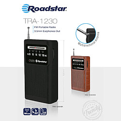 Radio FM Analogique Portable, Fonctionnant sur Piles, Prise Casque Petite Légère, , Bois, Roadstar, TRA-1230WD