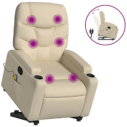 Maison Chic Fauteuil Relax pour salon, Fauteuil inclinable de massage Crème Tissu -GKD92189