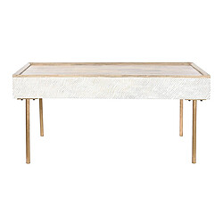 Pegane Table basse, table de salon rectangulaire en métal doré et bois de manguier marron - longueur 120 x profondeur 60 x Hauteur 57 cm