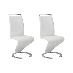 Vente-Unique Lot de 2 chaises TWIZY - Simili Blanc