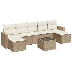 vidaXL Salon de jardin avec coussins 8 pcs beige résine tressée