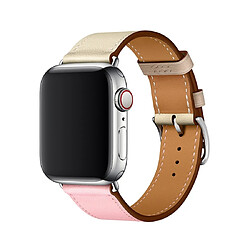 Wewoo Bracelet pour en cuir bicolore à boucle unique Apple Watch séries 32 et 142 mmcerise rose + blanc + céramique argile 