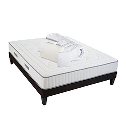 Olympe Literie Pack Cristal Pack Prêt à dormir CRISTAL 140x200 cm | Matelas Mémoire de forme + Sommier Bois + Accessoires