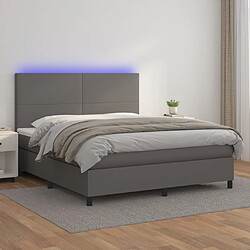 vidaXL Sommier à lattes de lit avec matelas et LED Gris 180x200 cm