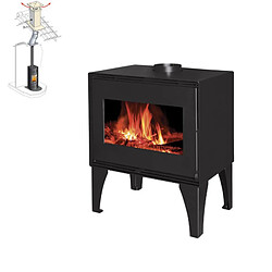 Interstoves Pack Poêle à bois EDOARDO 10 bûches 50cm + Kit Conduit 150 - Noir 