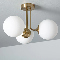 Ledkia Plafonnier Métal et Verre Moonlight Brass 3 Spots Blanc Ledkia Plafonnier Métal et Verre Moonlight Brass 3 Spots Blanc