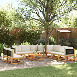 vidaXL Salon de jardin avec coussins 9 pcs bois massif d'acacia 