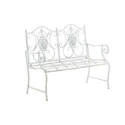 Decoshop26 Banc de jardin balcon terrasse style rustique largeur 116 cm en métal blanc vieilli 10_0002924