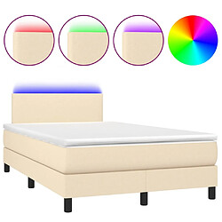 vidaXL Sommier à lattes de lit avec matelas LED Crème 120x200 cm Tissu