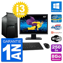 PC Tour Lenovo M91p Ecran 19" Intel i3-2100 RAM 8Go Disque 250Go Windows 10 Wifi · Occasion 