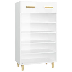 vidaXL Armoire à chaussure Blanc brillant 60x35x105 cm Bois ingénierie