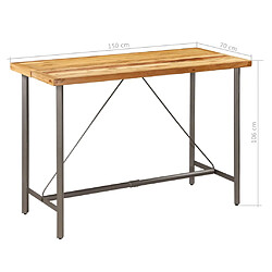 vidaXL Table de bar Teck recyclé massif 150x70x106 cm pas cher