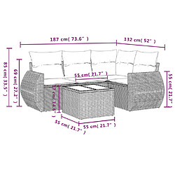 Acheter vidaXL Salon de jardin 5 pcs avec coussins gris résine tressée