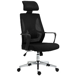 Decoshop26 Fauteuil de bureau ergonomique en maille noir hauteur réglable et siège pivotant repose-tête ajustable BUR10692