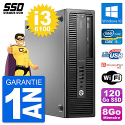 PC HP EliteDesk 800 G2 SFF Intel Core i3-6100 RAM 8Go SSD 120Go Windows 10 Wifi · Occasion 