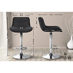 Non Lot de 2 tabourets de bar Vonore tissu chrome