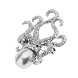 Acheter Unique Broche Octopus Mesdames Style rétro Simulé Perle Broches Argent