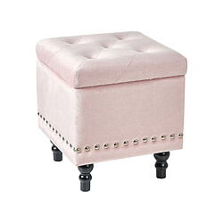 Beliani Repose-pieds avec rangement en velours rose pastel LORETTO