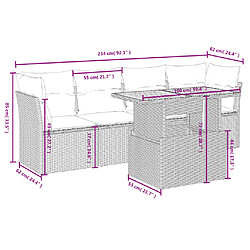 Avis vidaXL Salon de jardin avec coussins 5 pcs beige résine tressée