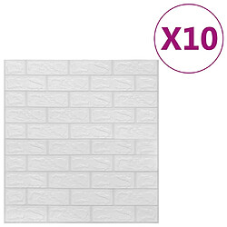 vidaXL Papier peint 3D autoadhésif Briques 10 pcs Blanc