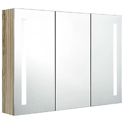 Helloshop26 Armoire de salle de bain à miroir led 89 x 14 x 62 cm chêne 02_0006574