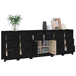 Avis vidaXL Buffet Noir 230x35x80 cm Bois massif de pin