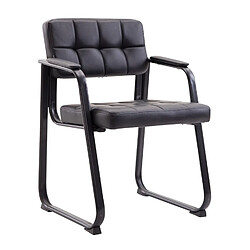 Decoshop26 Chaise visiteur fauteuil de bureau sans roulette synthétique noir BUR10230 