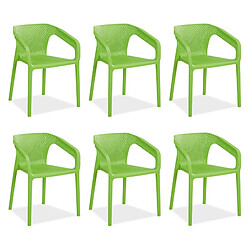 Homestyle4U Lot de 6 chaises jardin en vert