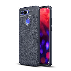 Coque en TPU litchi bleu foncé pour votre Huawei Honor V20 