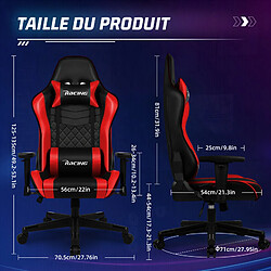 Lexzurn Chaise Gaming Ergonomique avec Inclinable 90° à 170°,Hauteur et Coussins Réglables pas cher