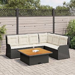 vidaXL Salon de jardin 5 pcs avec coussins Noir Résine tressée 