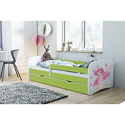 Lit Babydreams fée vert avec des papillons avec un tiroir sans matelas 160/80 